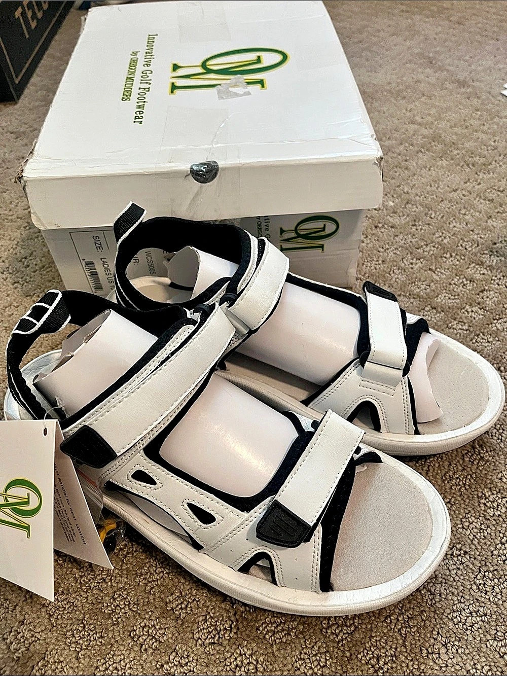 Oregon Mudders OM Sandals Golf Sandals White & Black US 10 NWT